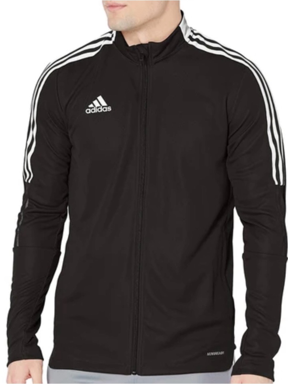 adidas Black Performance Tiro 21 Track Jacket with White Stripes size medium